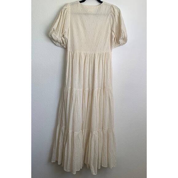 NEW MOTHER Anthropologie Salsa With Me V-Neck Maxi Dress in Ivory - Picture 6 of 15